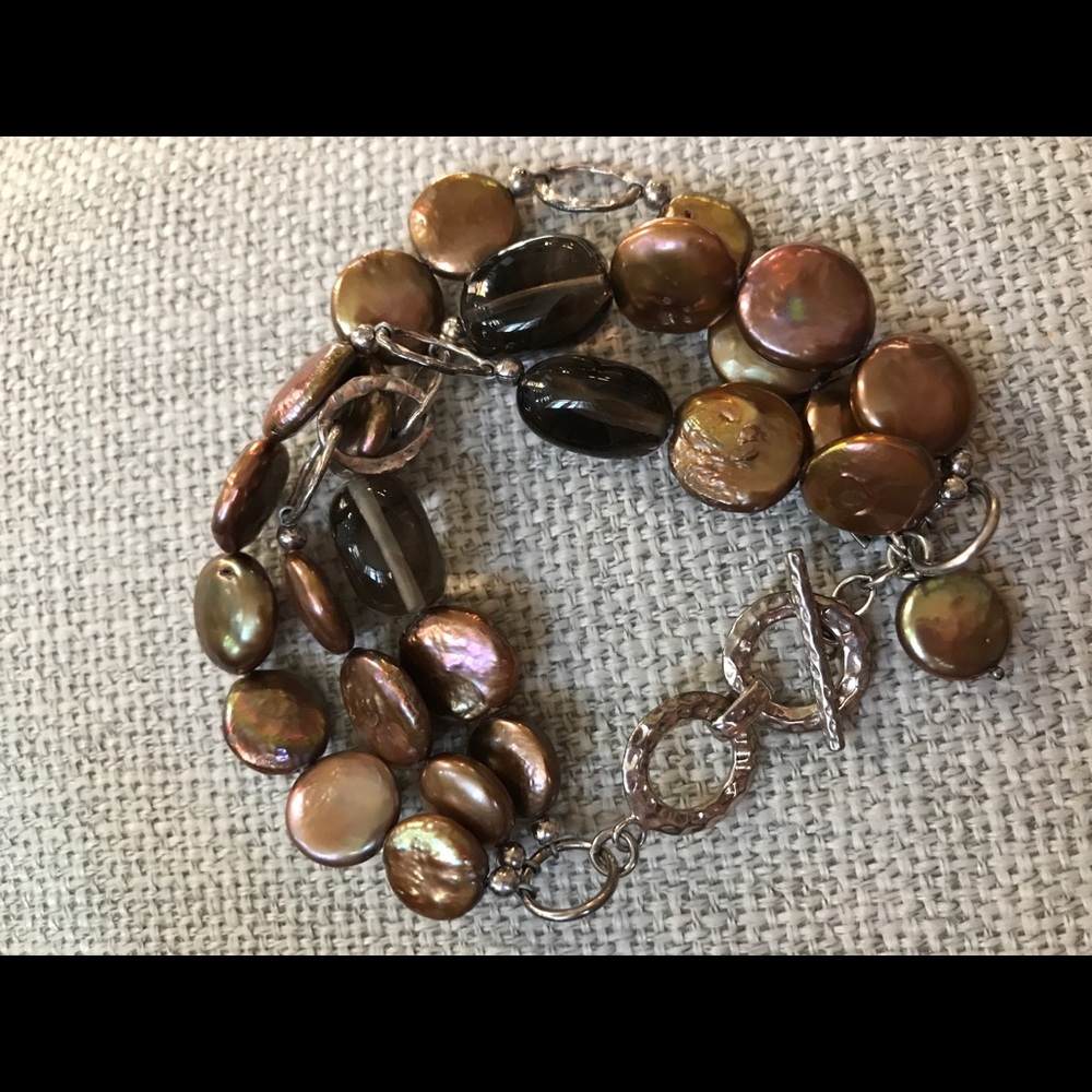 Silpada Bronze Pearl Coin Bracelet B1850